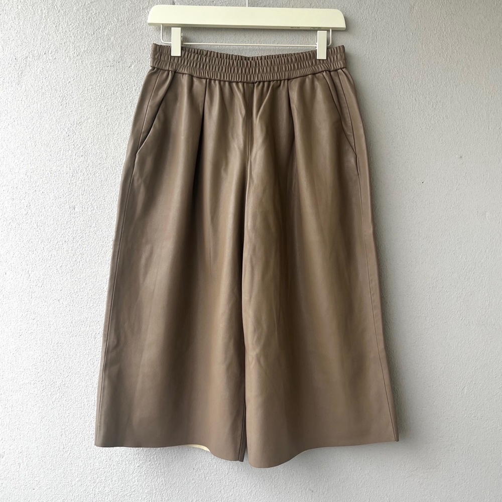 Faux Leather Taupe Culottes